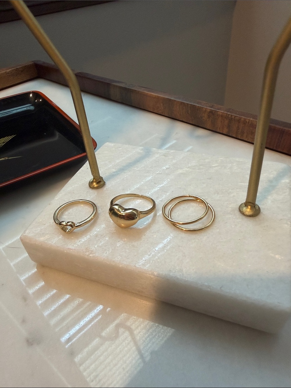 Gold Heart and Stackable Ring Set - Women Jewelry